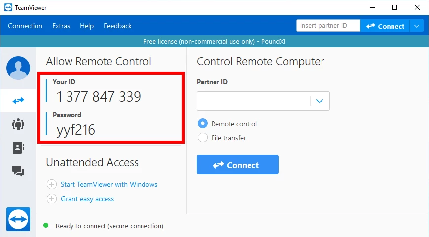 TeamViewer 14 ID and Password